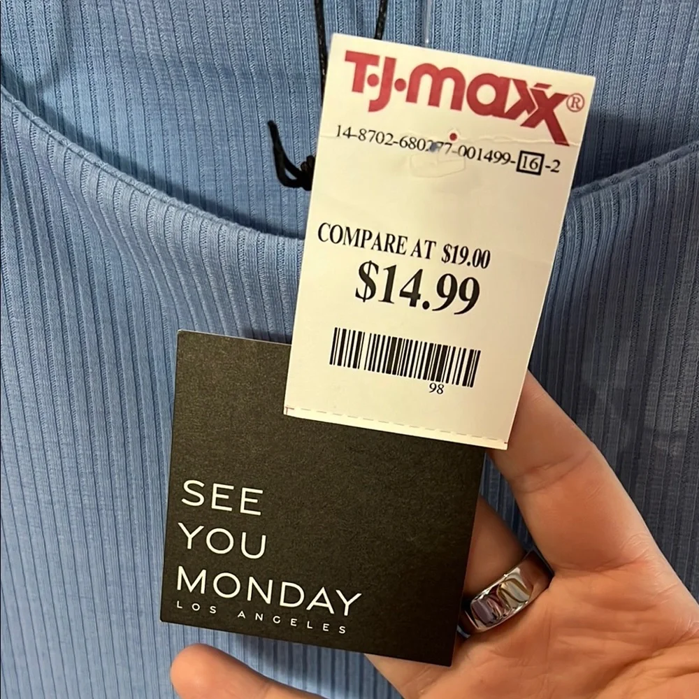 Blue Ribbed Dress - Picture 2 of 2